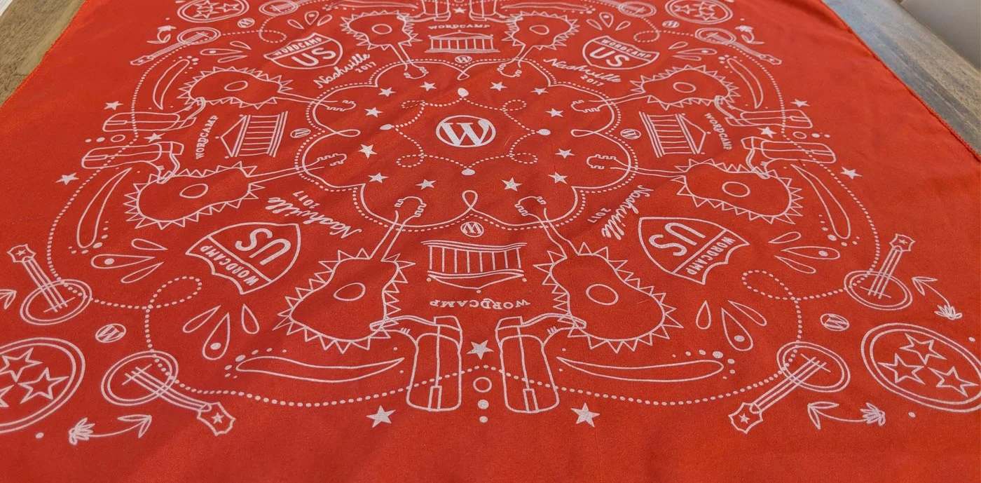 Swag design from WordCamp US 2017 in Nashville, TN