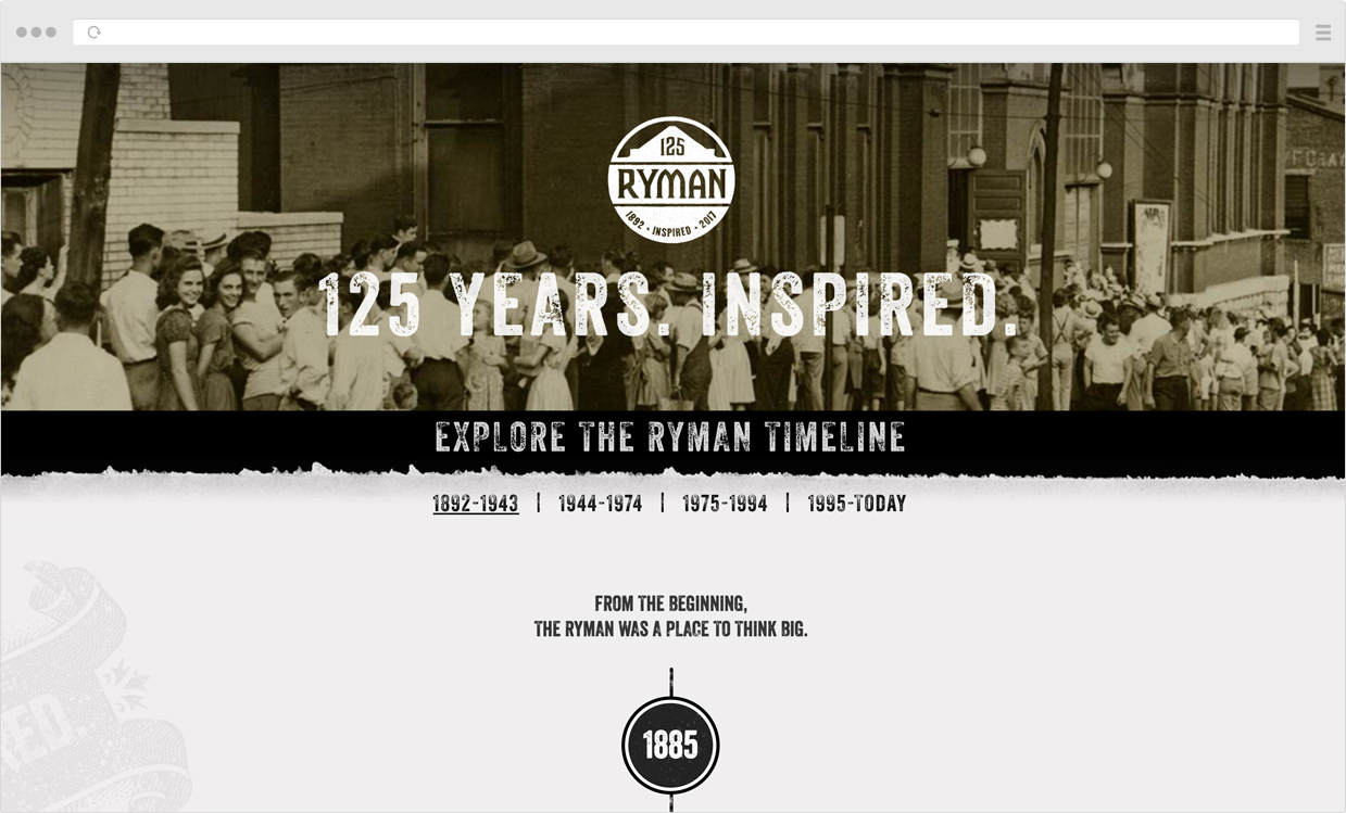 Ryman Auditorium Timeline Page Design
