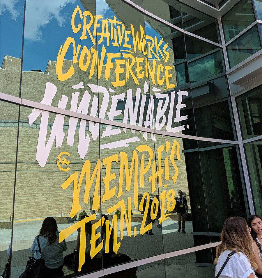 Creative Works conference signage design, 2018.