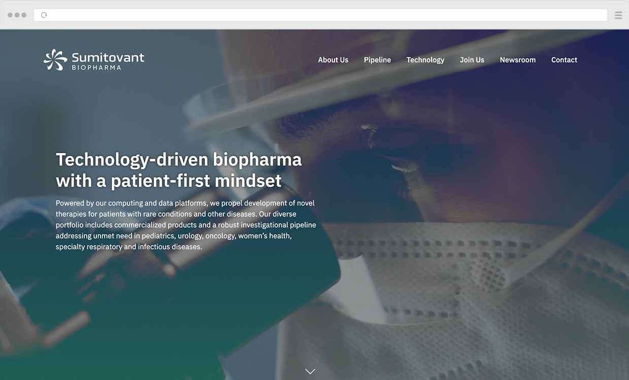 sumitovant biopharma homepage preview