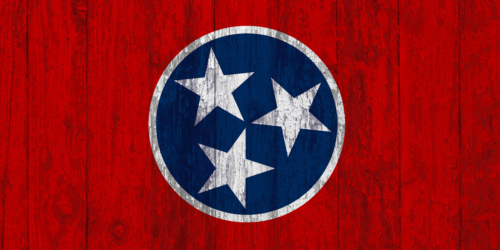 Tennessee flag painted on aged wood