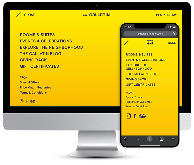 Website Navigation Design System for The Gallatin in Nashville, TN