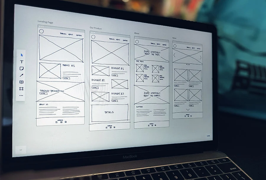 website design wireframes to place content
