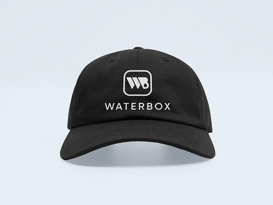 Waterbox baseball hat product deesign