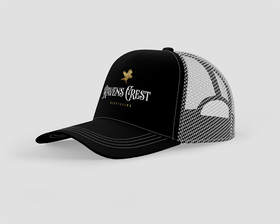 Distillery branded hat for Kentucky based Ravens Crest Distilling