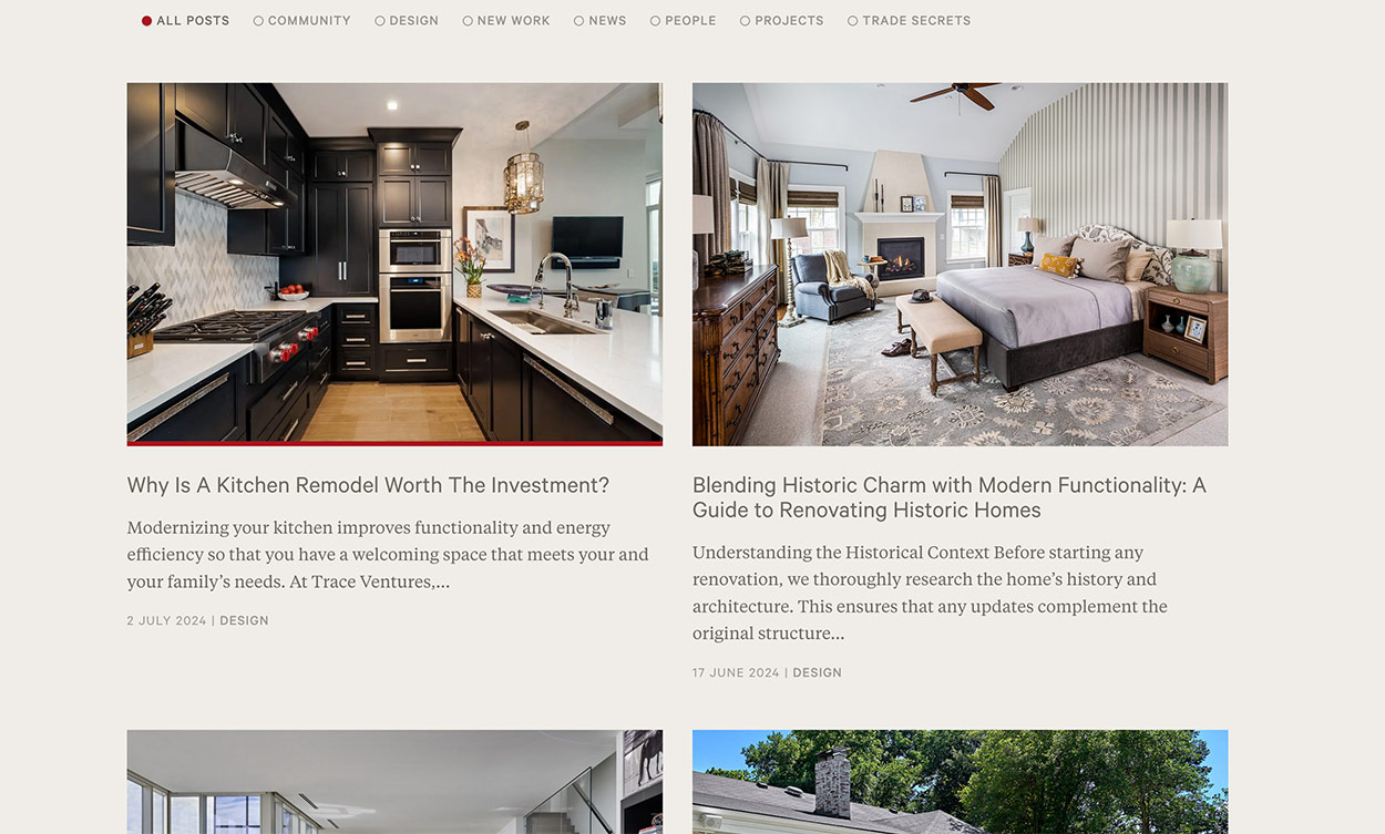 Nashville Architecture and Interior Design Website Blog layout