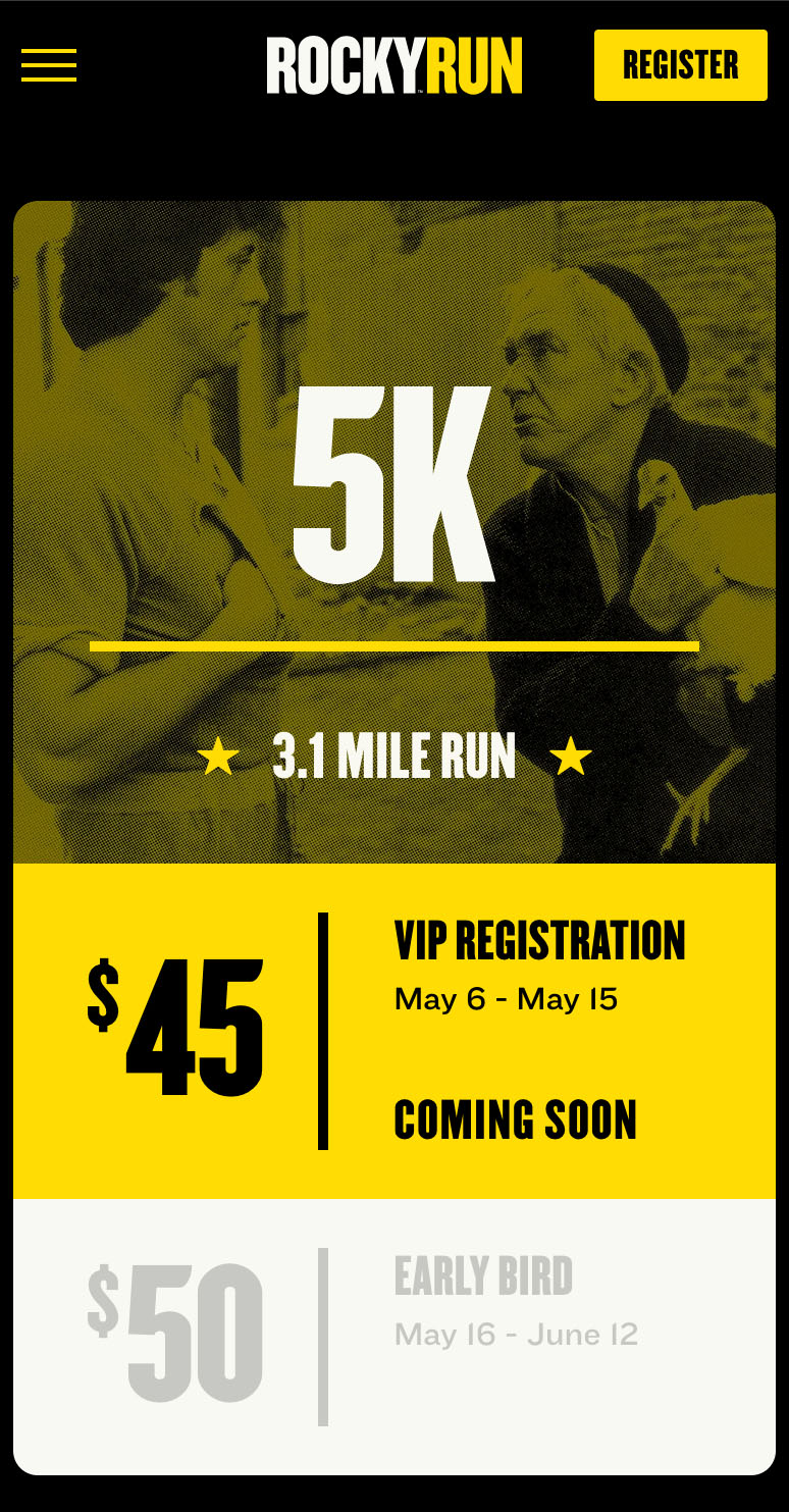 Athletic Event Website - Race Registration Design