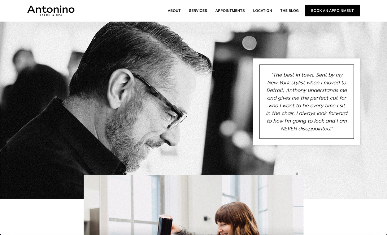 Service Website Design for Antonino Salon