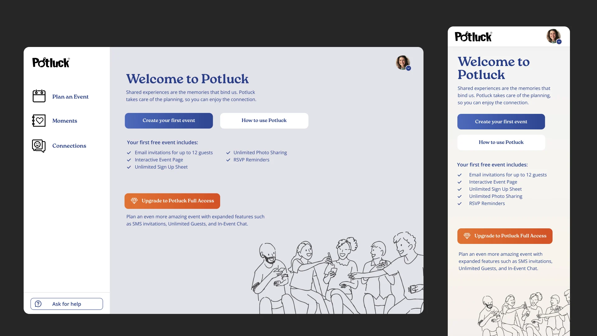 Potluck Social UI