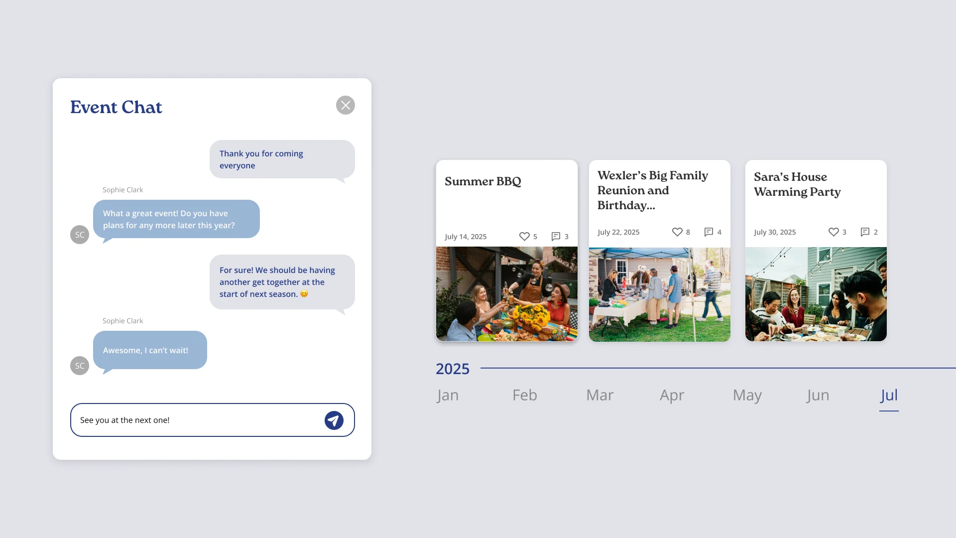Potluck timeline and chat
