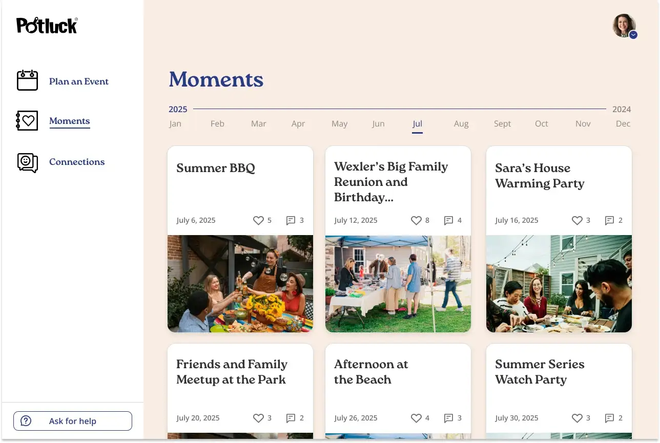 Potluck Moments Calendar