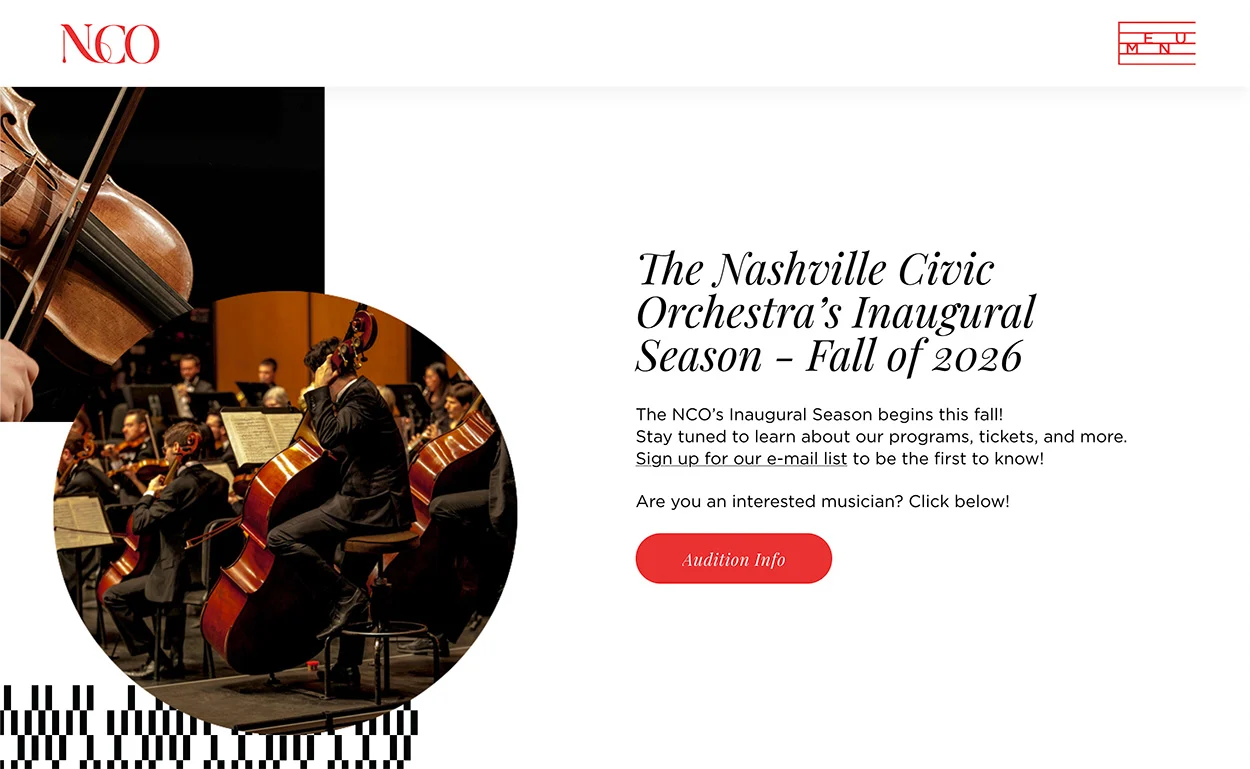 Nahsville Civic Orchestra | Interactive Development for Website Menu