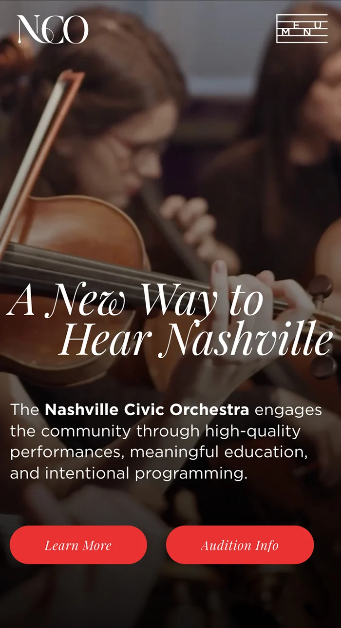 Nahsville Civic Orchestra | Menu UX Design